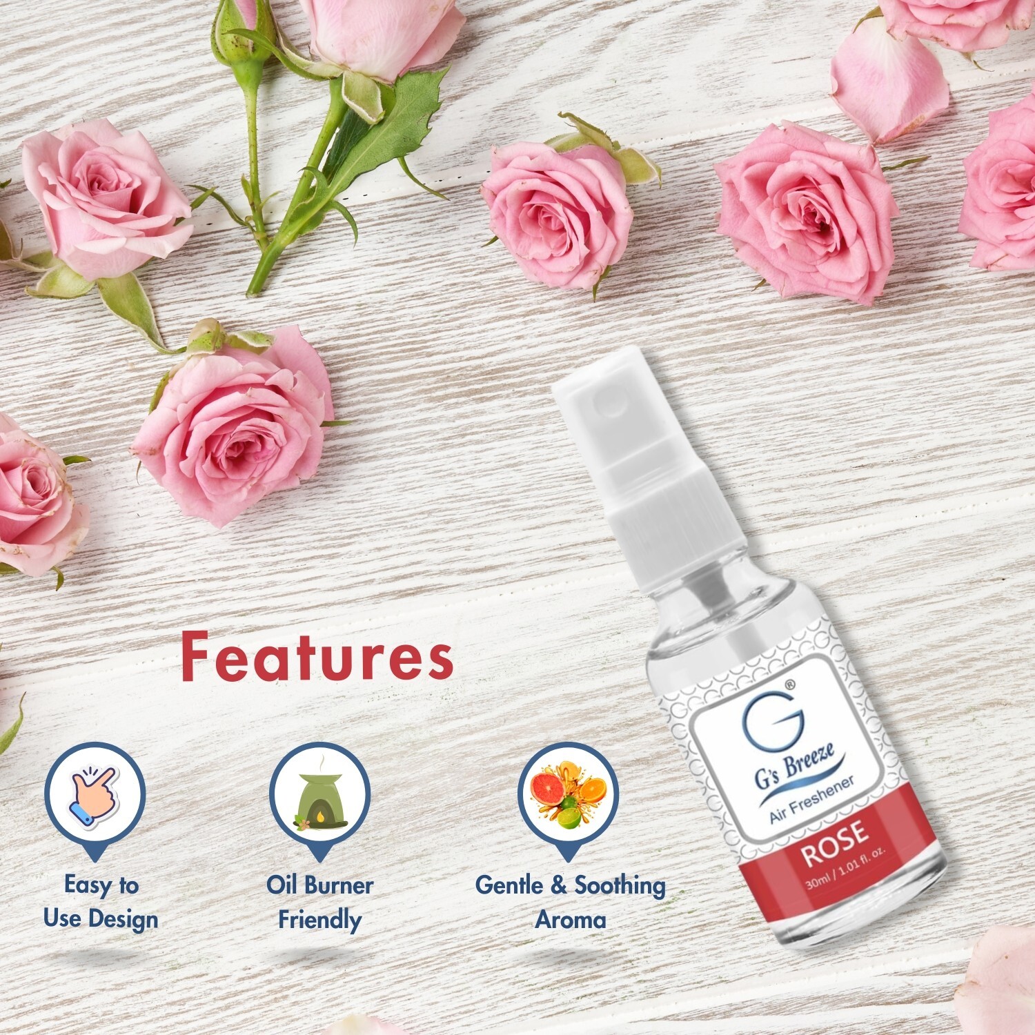 G’s Breeze Rose Air Spray – Long-Lasting Floral Fragrance for Any Occasion