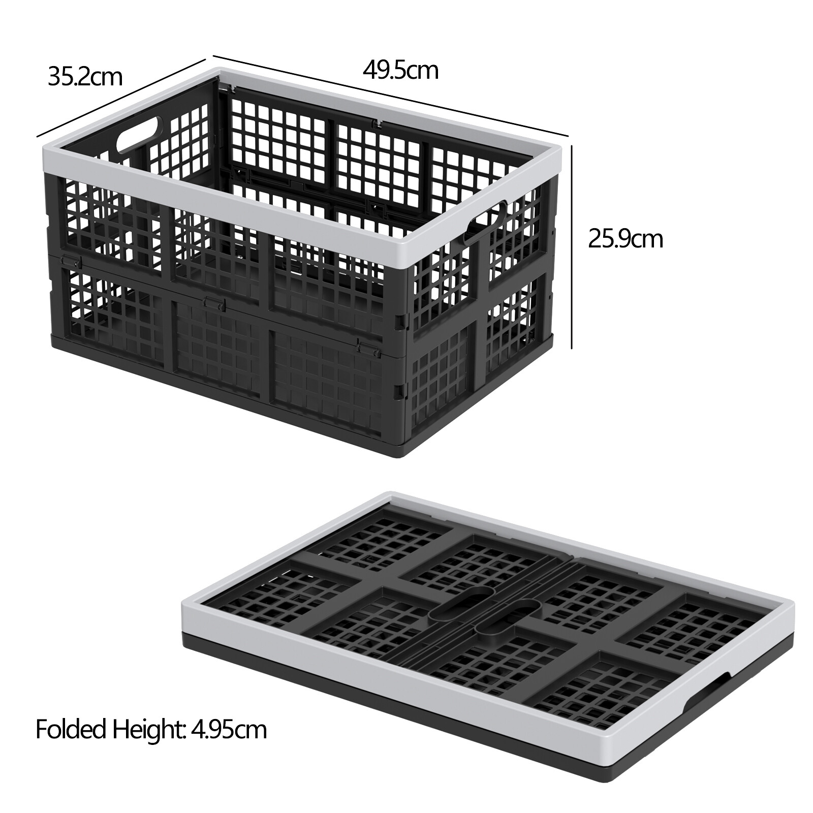 2/3/4-Packs 42 Liters Plastic Collapsible Storage Crate Folding Milk Crate Bins