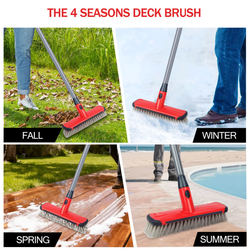 Floor Scrub Brush Long Handle Bathroom Shower Outdoor Deck Cleaning Brush Tool