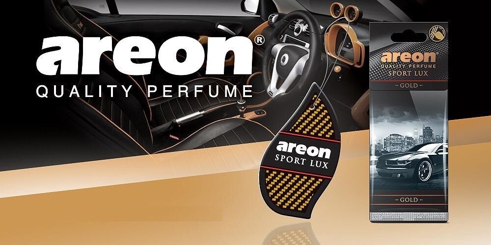 Areon Sport LUX Quality Perfume/Cologne Cardboard Car Air Freshener, Gold-12PK