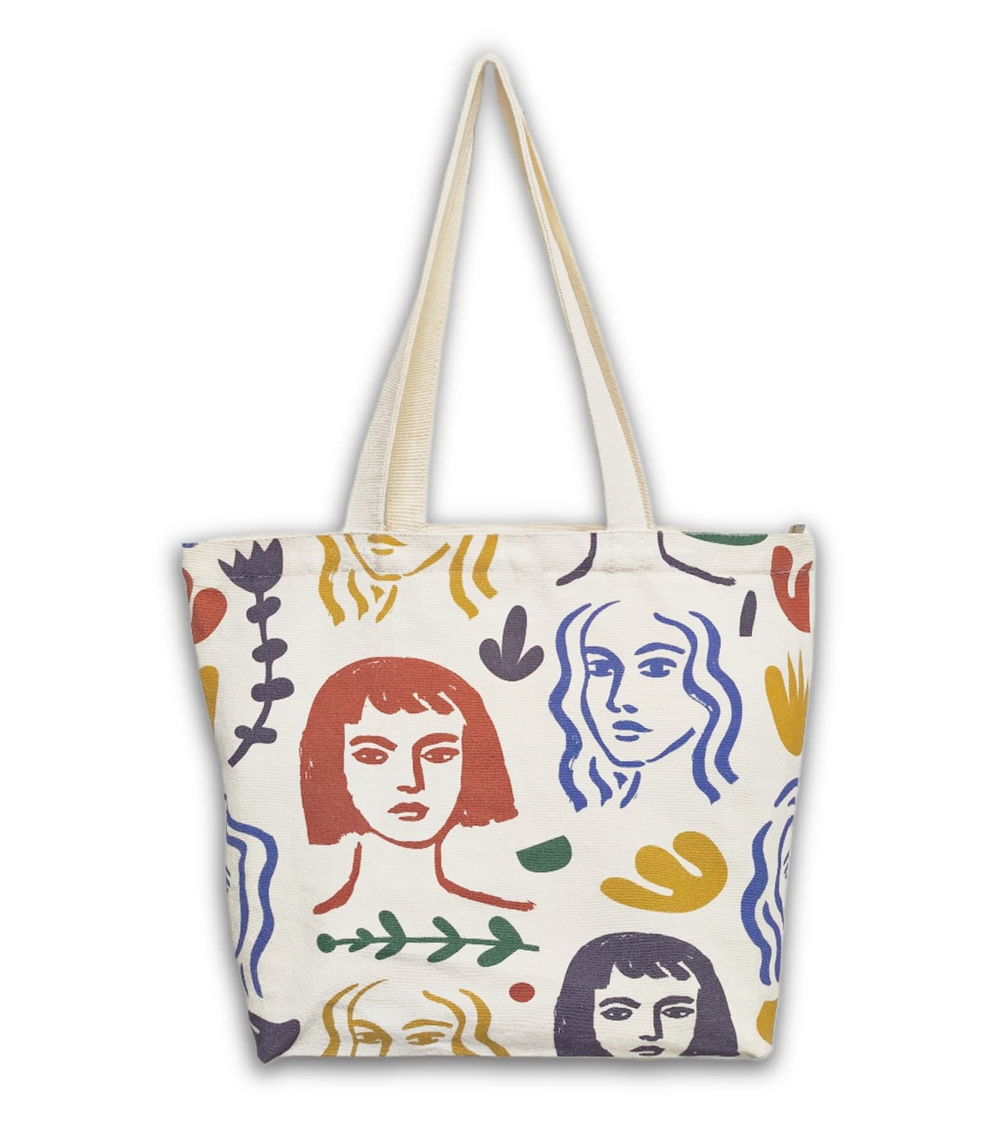 Canvas Tote Shopping Bag, Pockets, Zipper, Durable, Lightweight, Cotton