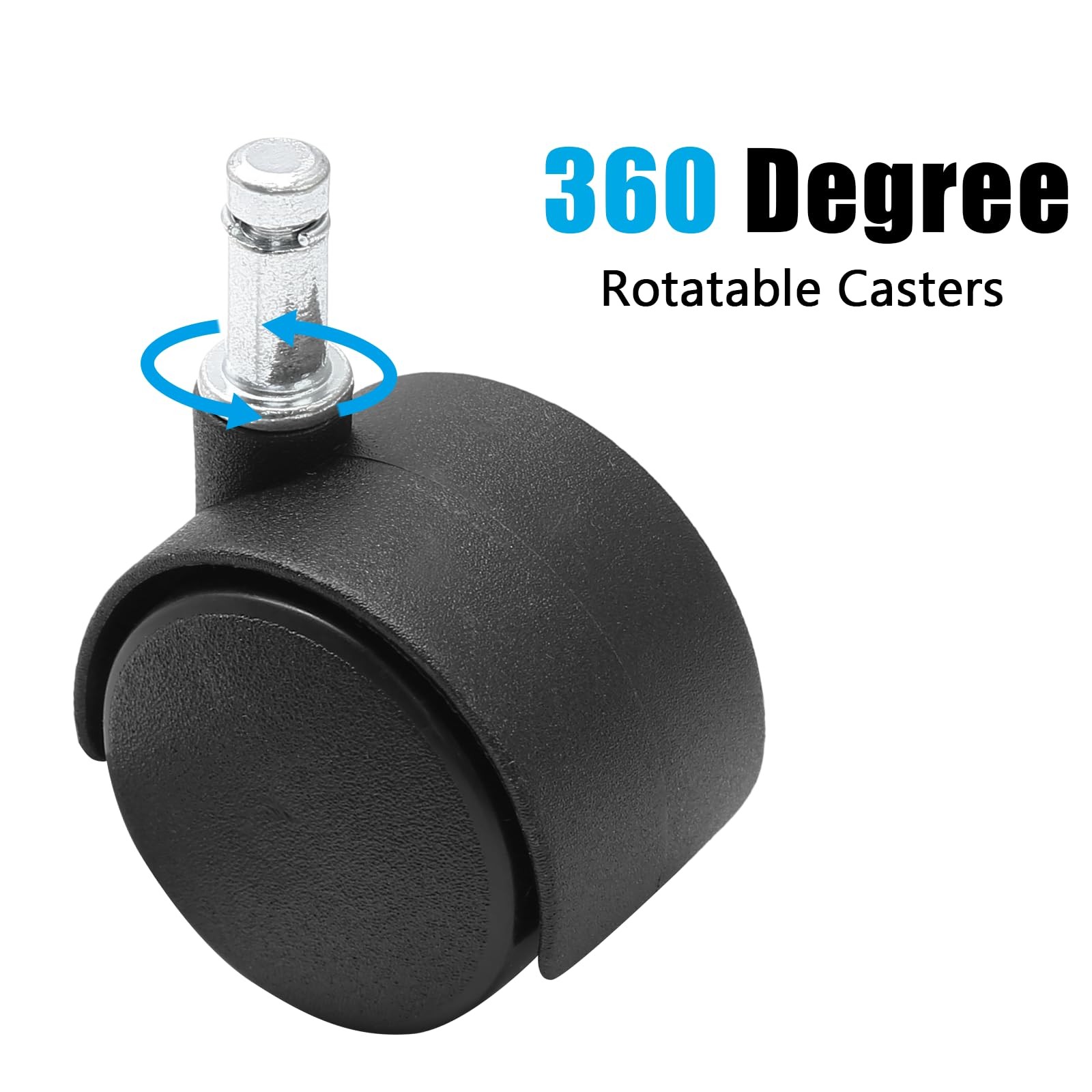 1.5 Inch Swivel Caster Wheels, M8 Circlip Stem, 5pcs