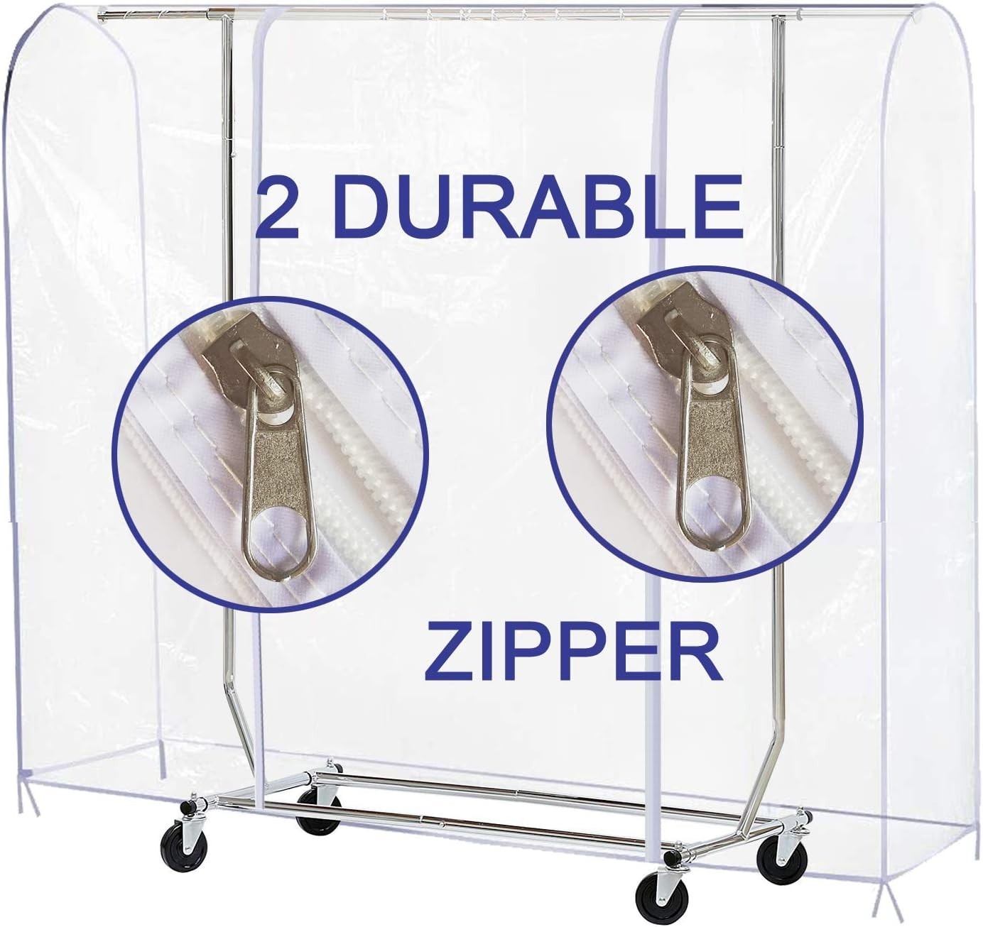 Clear Garment Rack Cover Dustproof Clothes Rack Cover with 2 Durable Zipper/C…