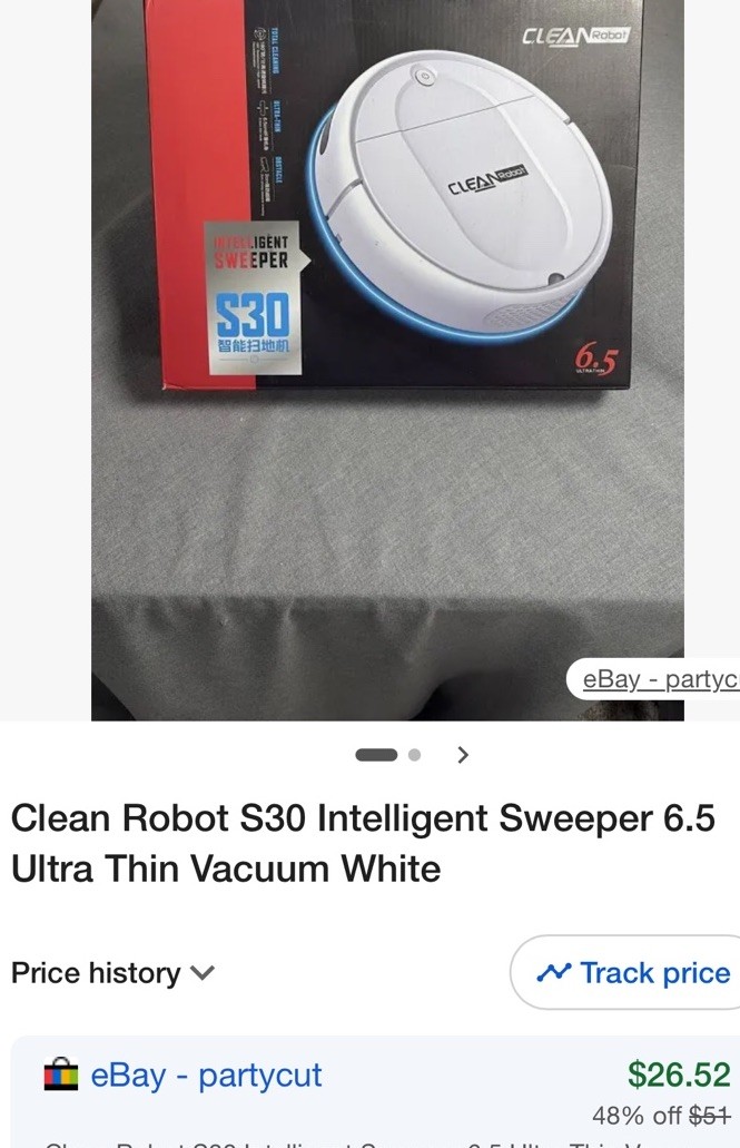 CLEAN Robot S30 Robotic Vacuum Sweeper Ultra Thin, White/Blue