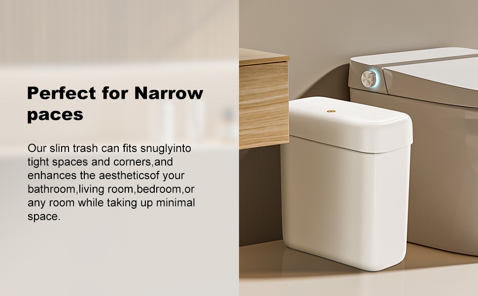 Bathroom Small Trash Can with Lid,10L / 2.7 Gallon Slim Garbage Bin Wastebasket