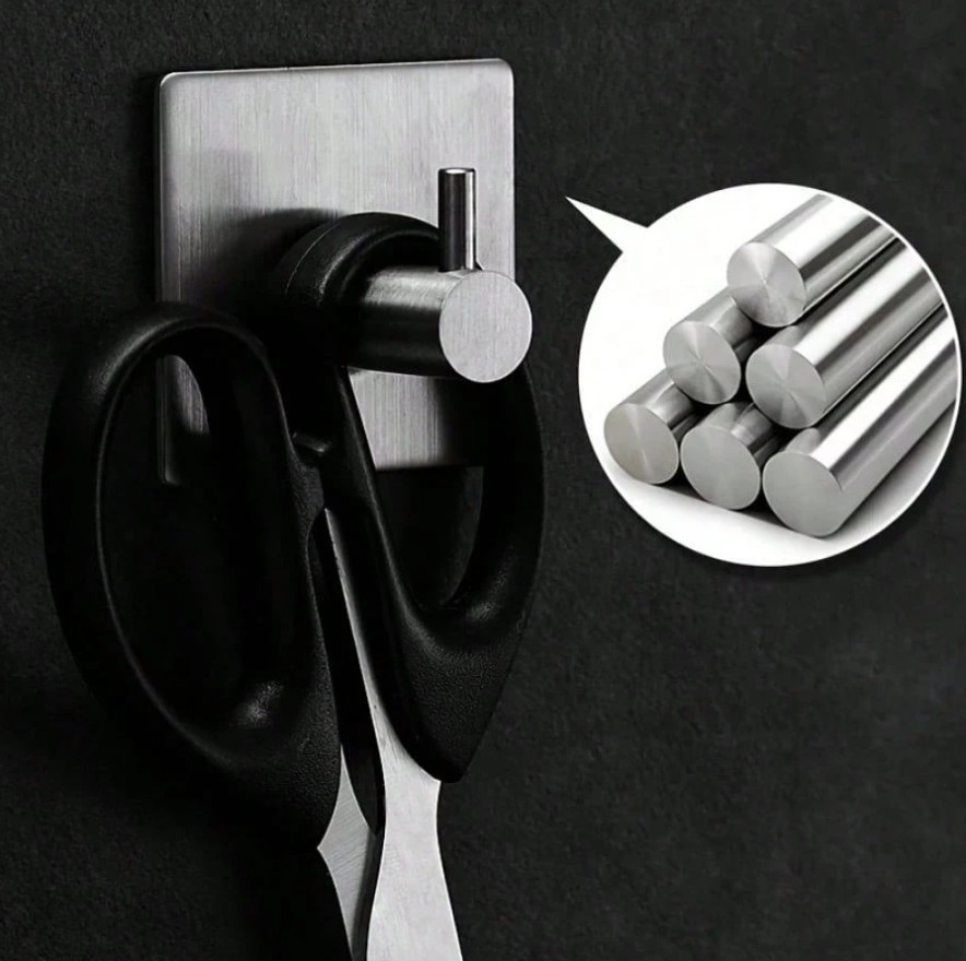 4 pcs Adhesive Bathroom Wall Hooks, Waterproof Stainless Steel Clothes Hangers