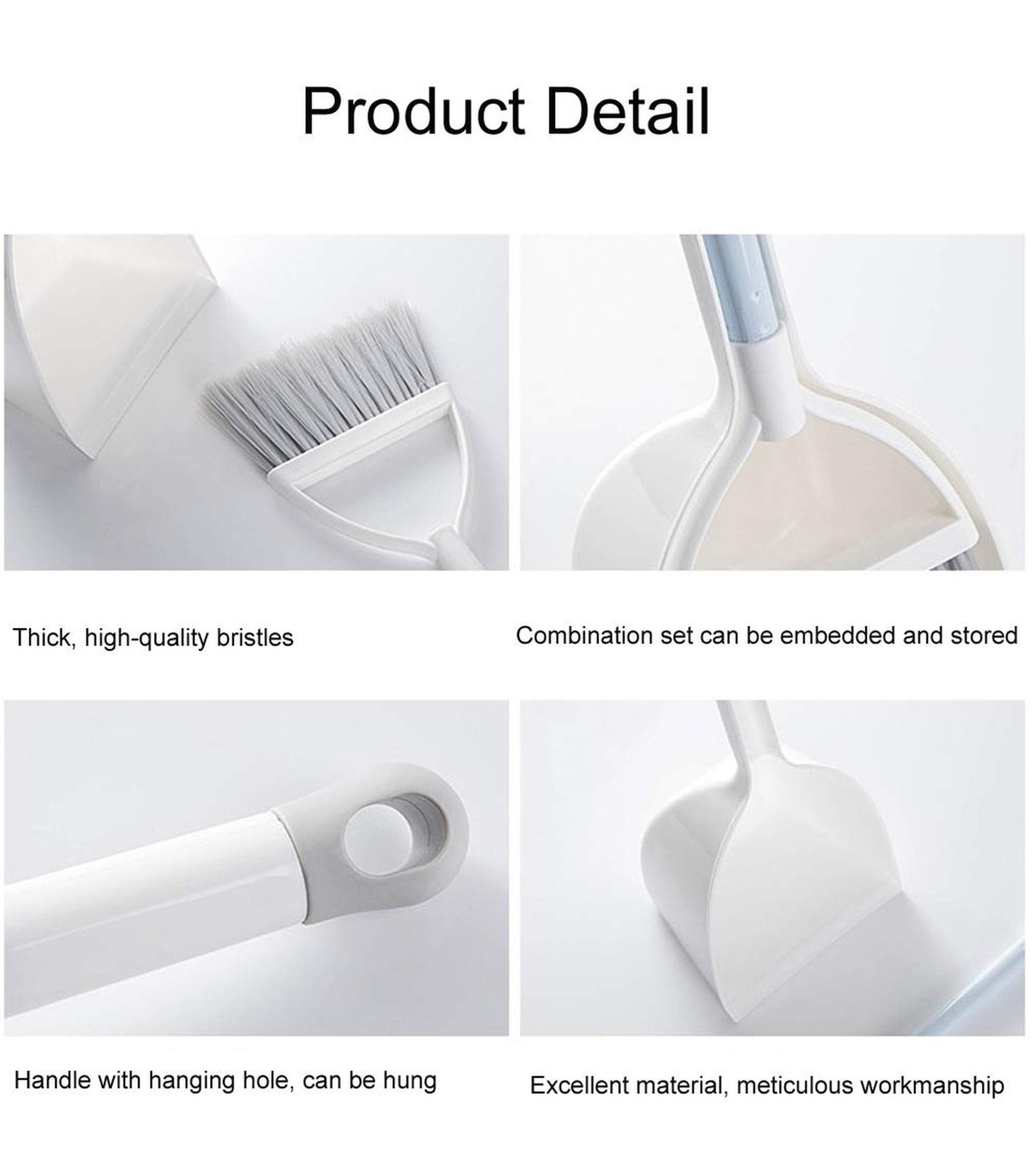 Mini Broom and Dustpan, Home Kitchen Sweeping for Kids(White+Gray) White+gray