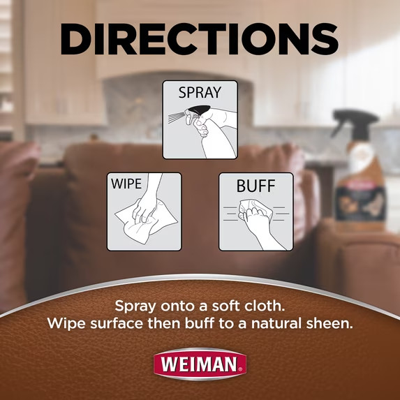 Weiman 3-in-1 Leather Cleaner & Conditioner, UVX Protection, 16 oz