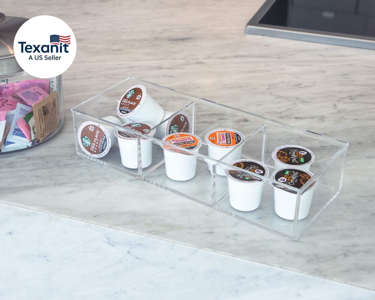 Large 3-Compartment Acrylic Stackable Organizer (12.9″ L X 5″ W X 2.7″ H), Multi