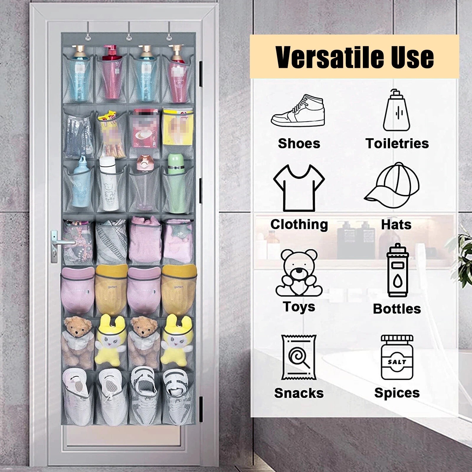 28 Pocket Over Door Shoe Organizer Rack Hanging Storage Holder Hanger Bag Closet
