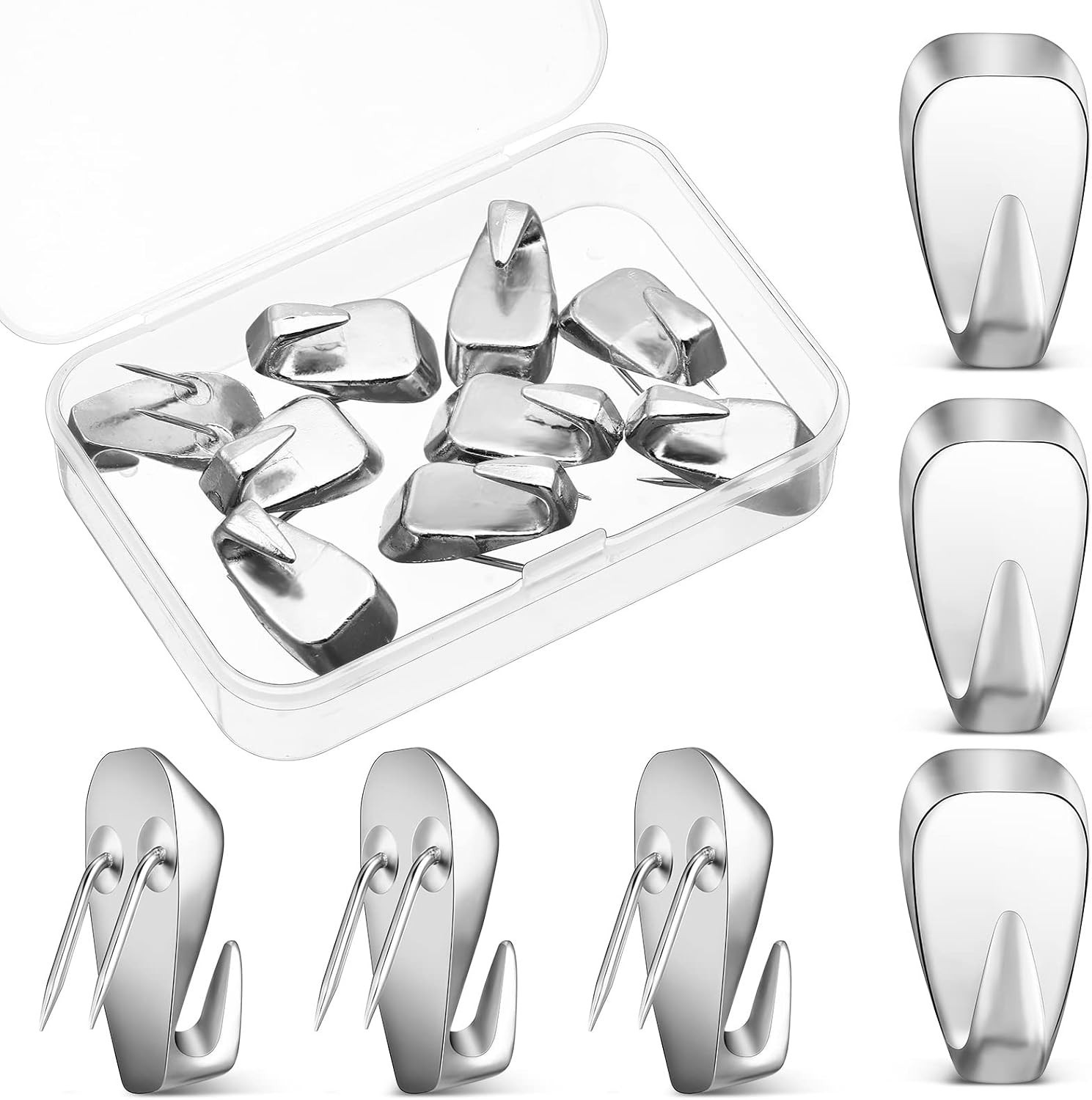10 Durable Silver Cubicle Hooks – 40 lbs Capacity Picture Hangers, Rust-Proof