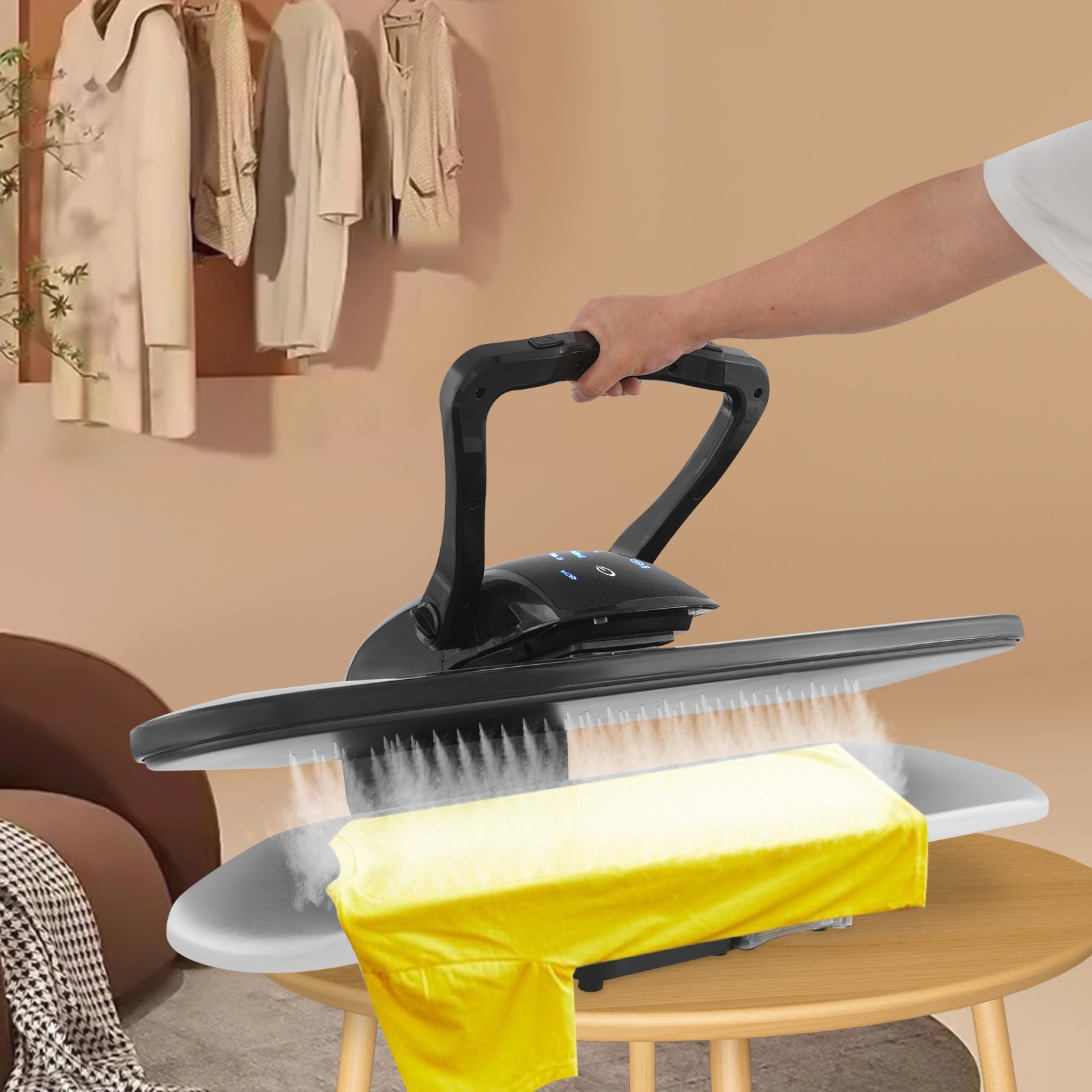 Professional 1600W Steam Press with LCD Display for Easy Clothes Ironing