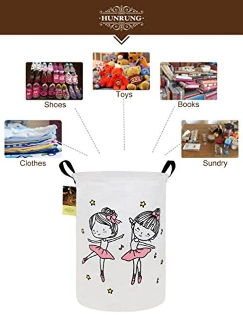Laundry Hamper,Large Canvas Fabric Lightweight Storage Round-Dancing girl