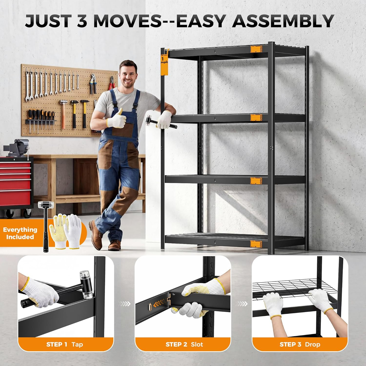 3200LBS Storage Shelves, 4 Tier Wire Shelf 40″W X 20″D X 60″H,2 Pack | Metal Gar