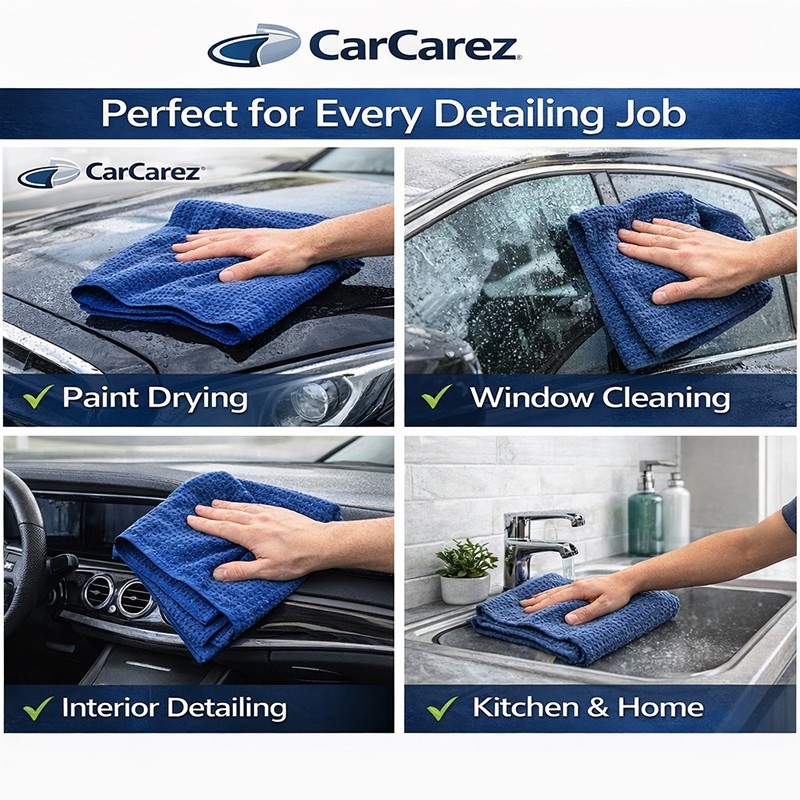 CarCarez Waffle Microfiber Towels 16×24 380GSM Bulk 120 Pack Detailing Cloth