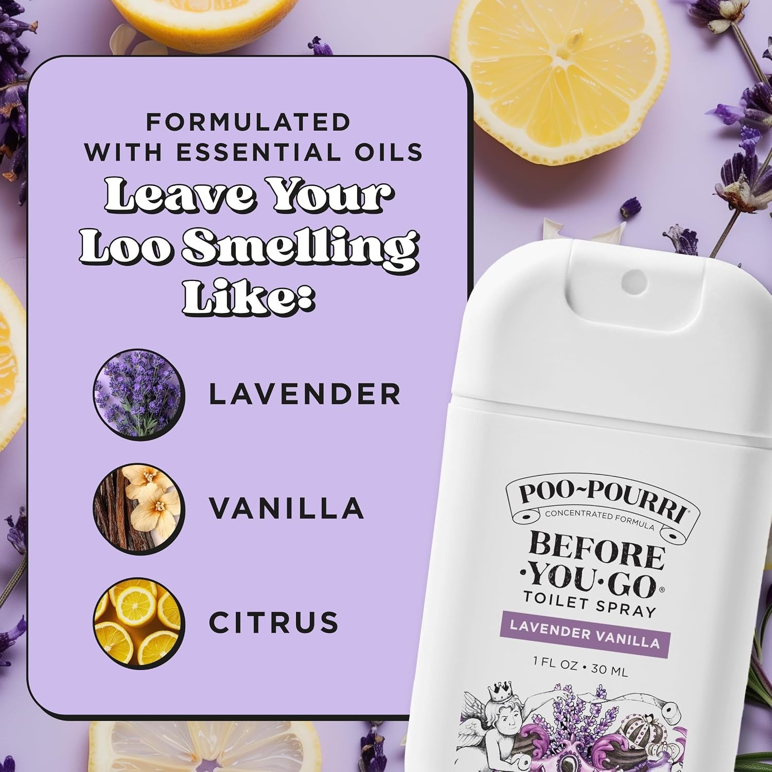 Discreet Lavender Vanilla Bathroom Spray – Before-You-Go 1 Fl Oz Travel Bottle