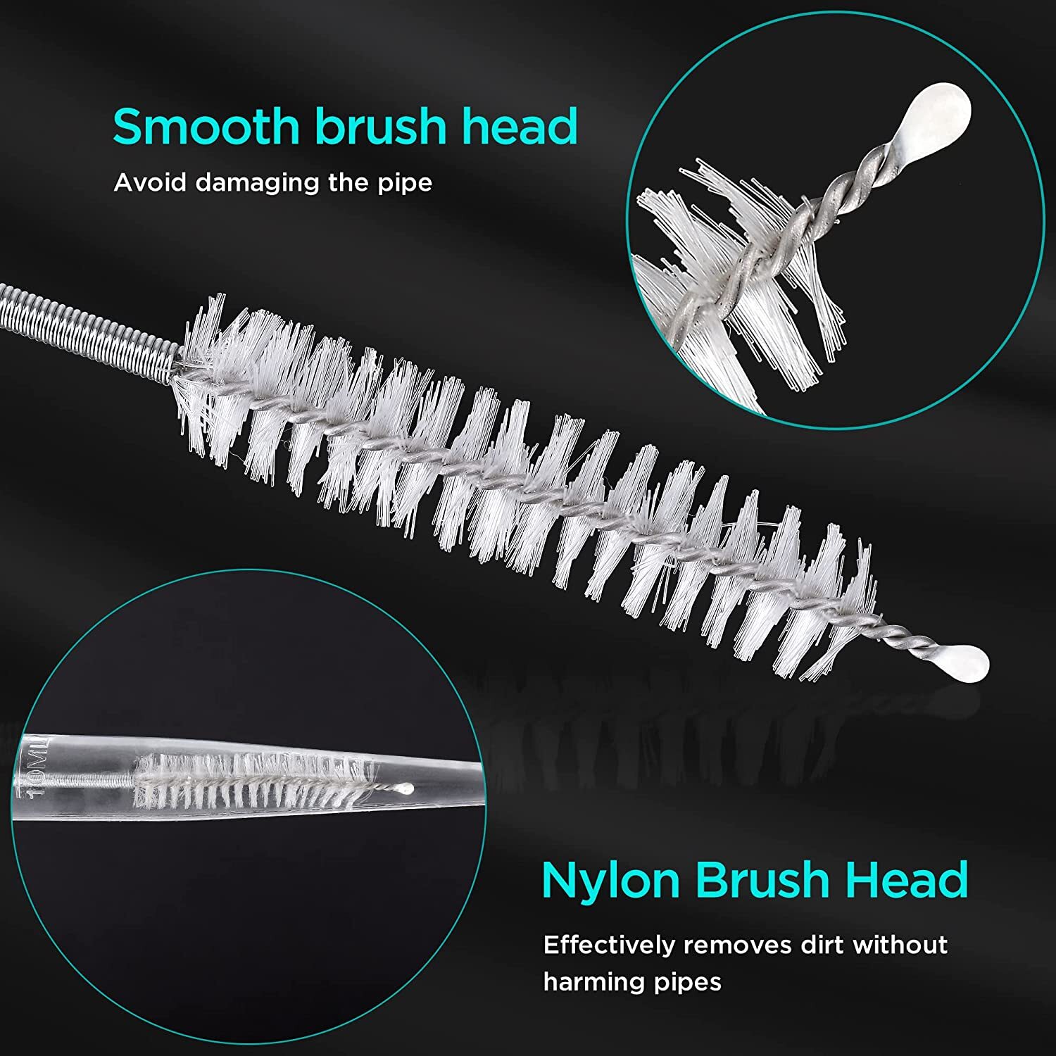 2Pcs Drain Brush Flexible Feeding Tube Brush Slim Cleaning Brush Hose Pipe Brush