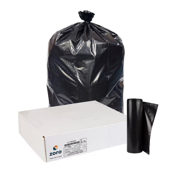 Plasticplace 60 Gallon Black Contractor Trash Bags, 2.0 Mil, 50 Count