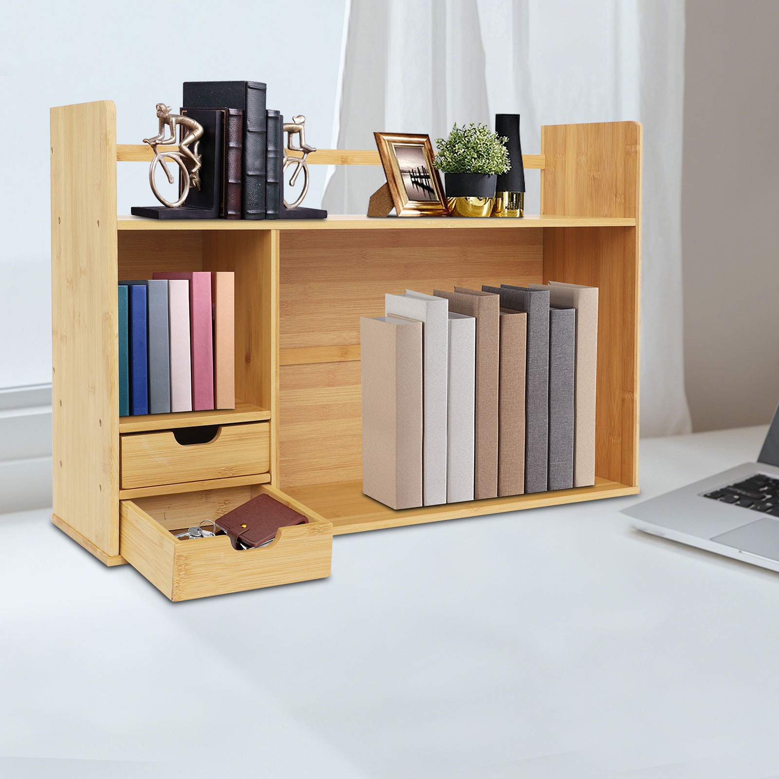 Small Desktop Bookshelf for Students Minimalist Office Desk Bookshelf 68*46cm US