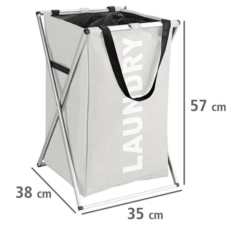 WENKO 3440111100 Beige Laundry Basket 13.74 gal, 13.8 x 22.4 x 15 in.