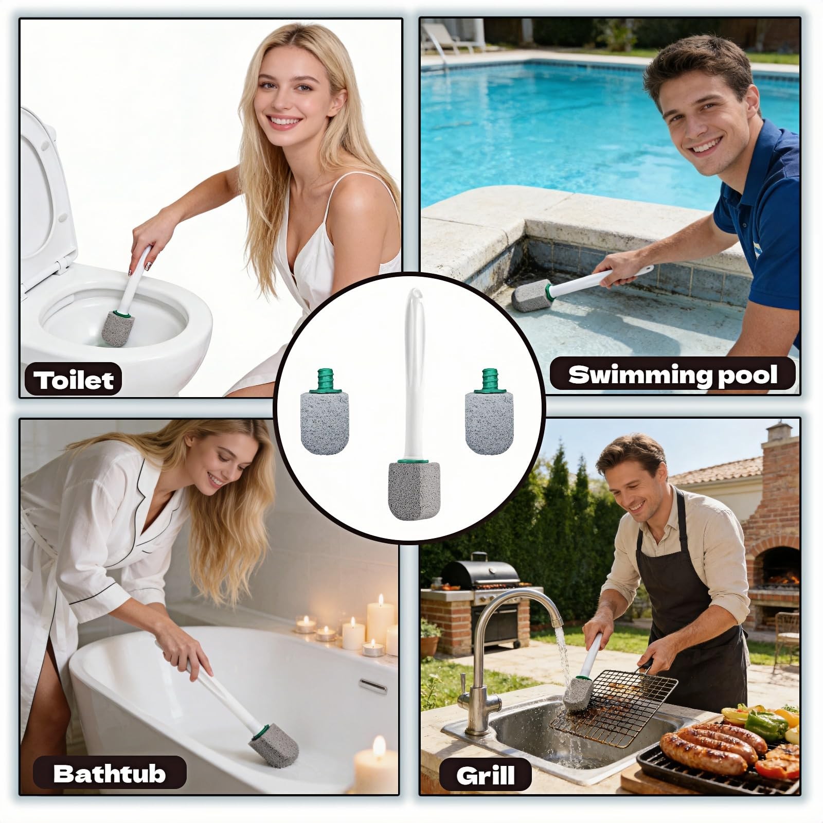 yayaboqu Pumice Stone Toilet Bowl Cleaner with Long Handle, 9.65 Inch, Includ…