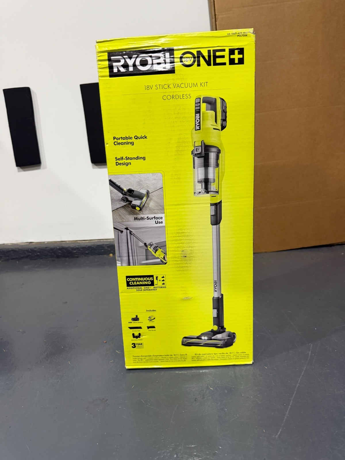 RYOBI ONE+ 18V Cordless Stick Vacuum Kit PCL720K 4Ah Battery Charger NEW