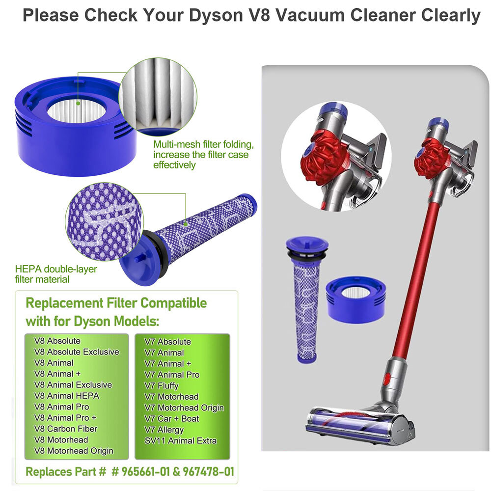 4 Pack Filter Replacement for Dyson V7 V8 Animal and V8 Absolute Cordless Vacuum