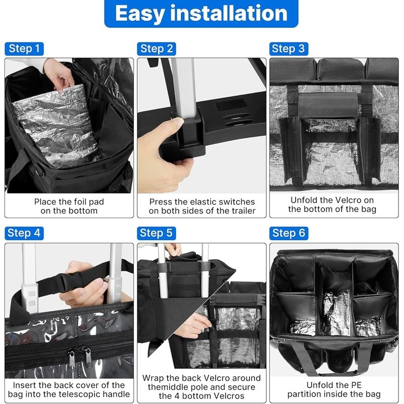 Rolling Cleaning Caddy Bag with Detachable Trolley & Lid Portable Large Bag
