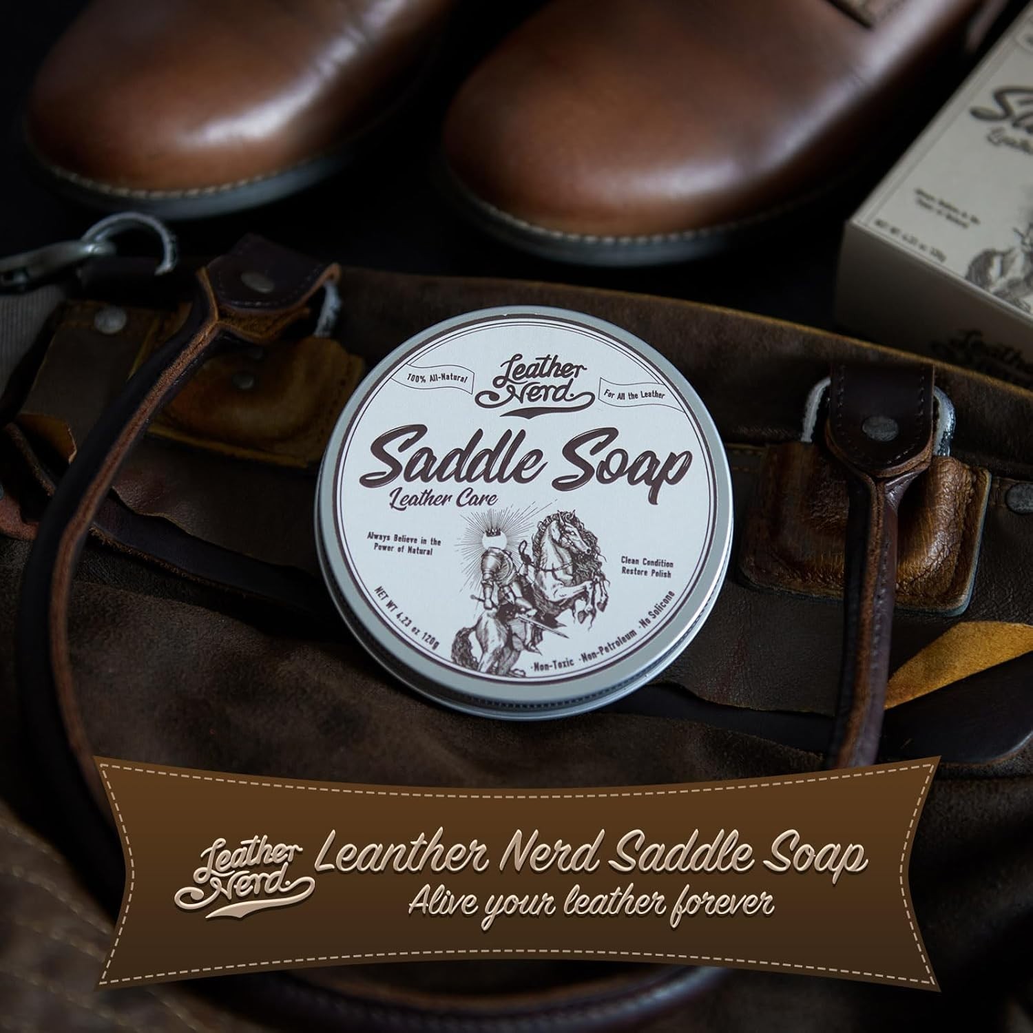 Deep Cleaning Saddle Soap with Sponge – 4.23 Oz – Restore & Protect Your Leather