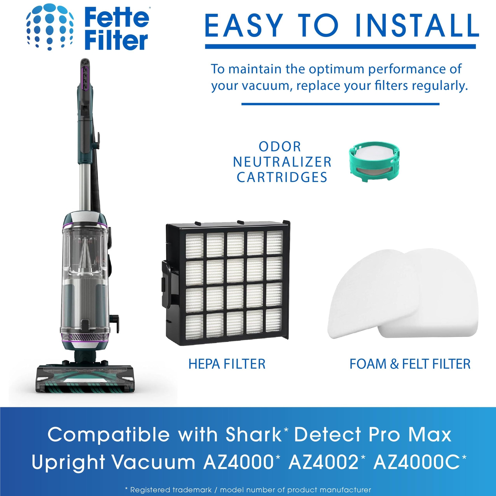 AZ4000 filter set compatible with Shark Detect Pro Max Upright Vacs