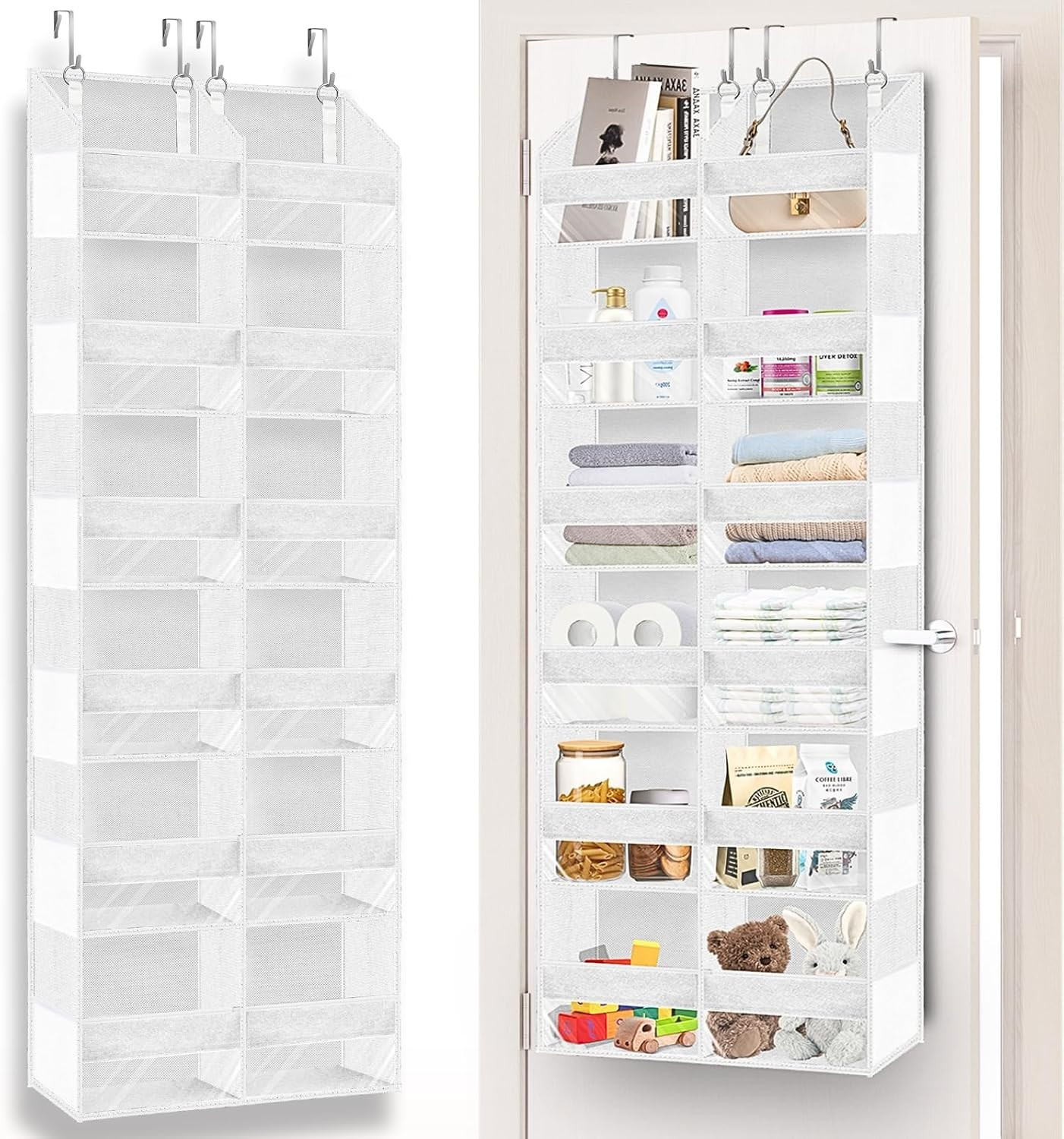 Over the Door Organizer 6 Tiers, Extra Large behind Door Storage of 12 Compartme