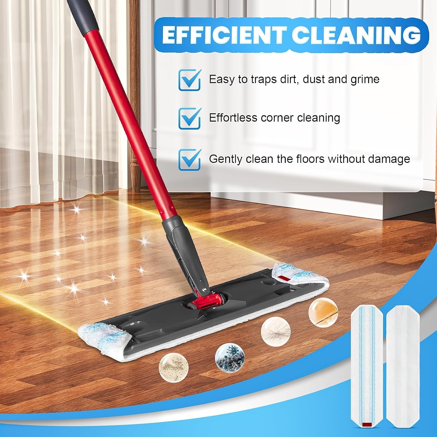 3 Pack Replacement Mop Pads for O-Cedar H2prO Flat Mop System, Machine Washable