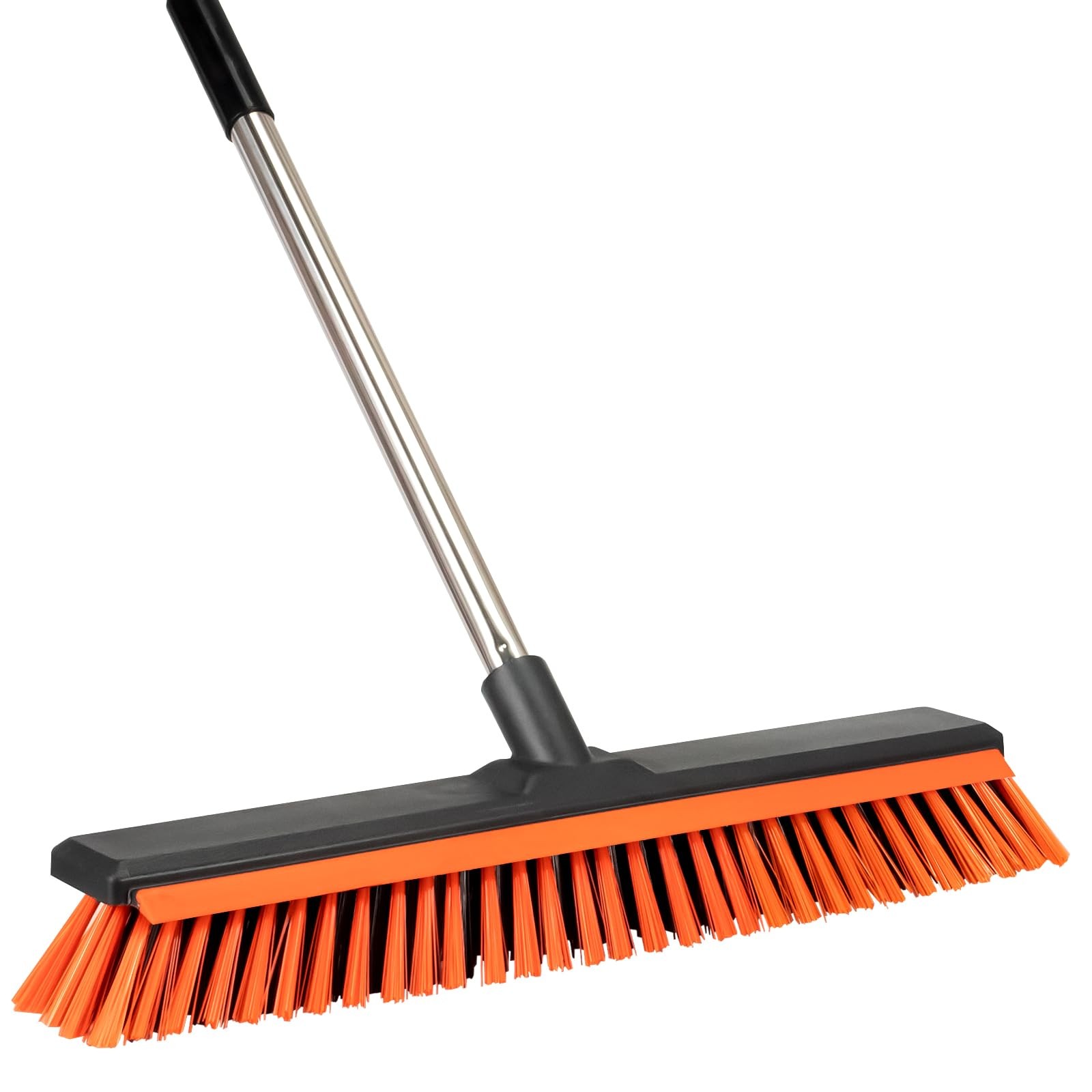 18″ Push Broom Outdoor with Squeegee,Heavy Duty Broom Brush with Handle,Stiff