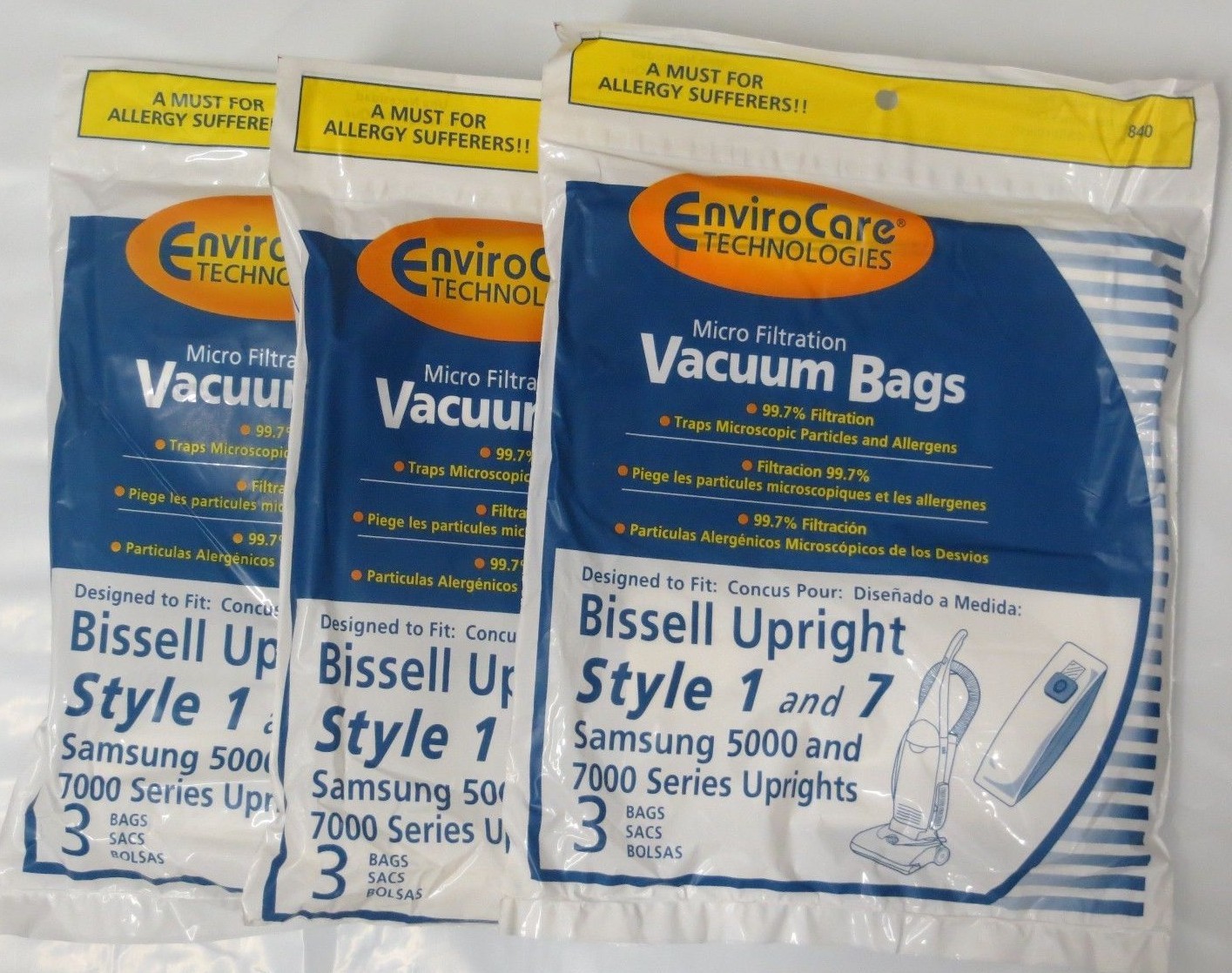 9 VACUUM BAGS to fit BISSELL STYLE 1 & 7 #30861 MICRO FILTRATION BY ENVIROCARE