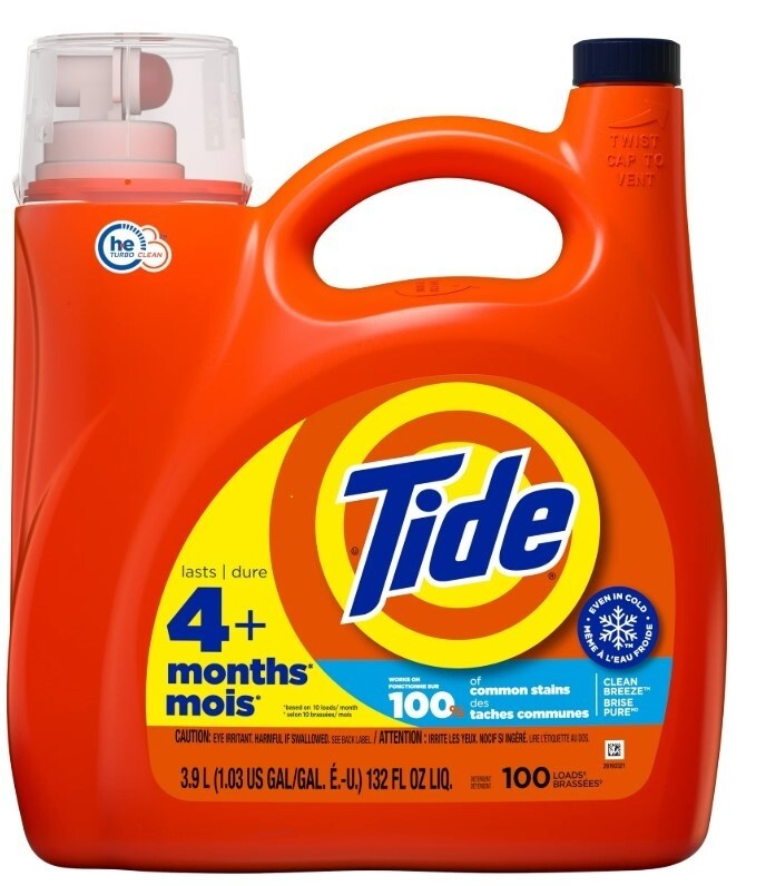 Tide Liquid Laundry Detergent, Clean Breeze, 100 Loads, 132 fl oz, HE Compatible