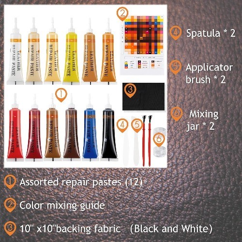 21Pcs Leather & Vinyl Repair Kit | Repairs Tears, Holes, Scratches & Peeling on