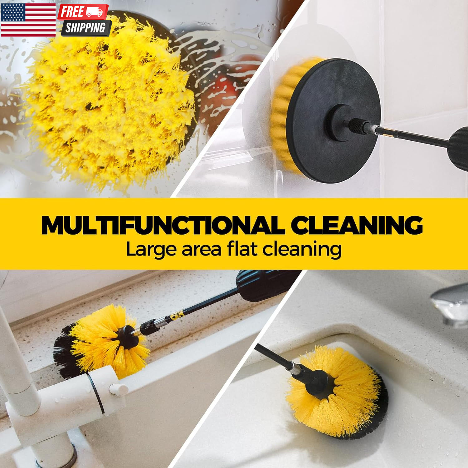 6Pack Drill Brush Power Scrubber Cleaning Brush Extended Long Attachment Set All