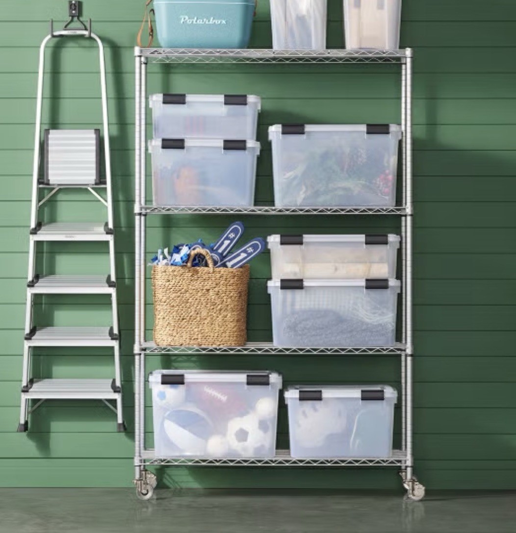Clear Plastic Rectangular Storage Bin w/ Lid, Stackable, 47/62/74 QT 3 peice