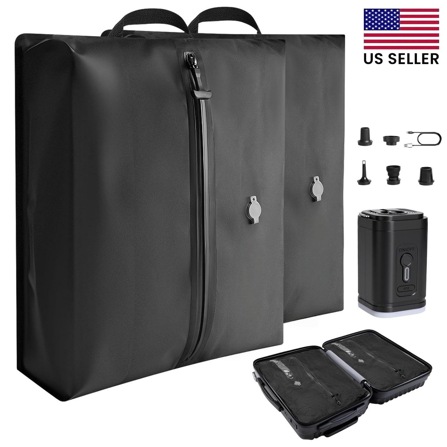 Travel Vacuum Bags for Luggage with Wireless Pump, Reusable Space Saver 2 pack