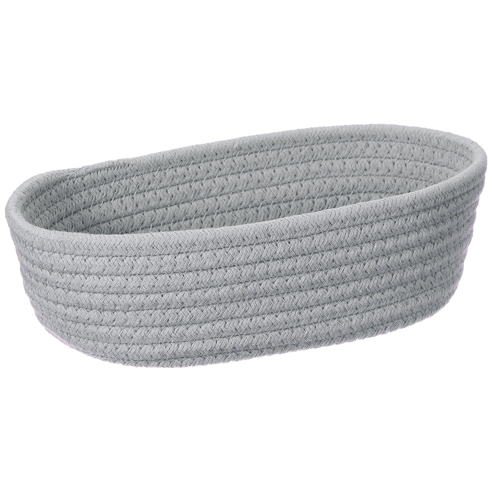 Gray Small Cotton Rope Woven Storage Basket Oval 10.3″x3.2″