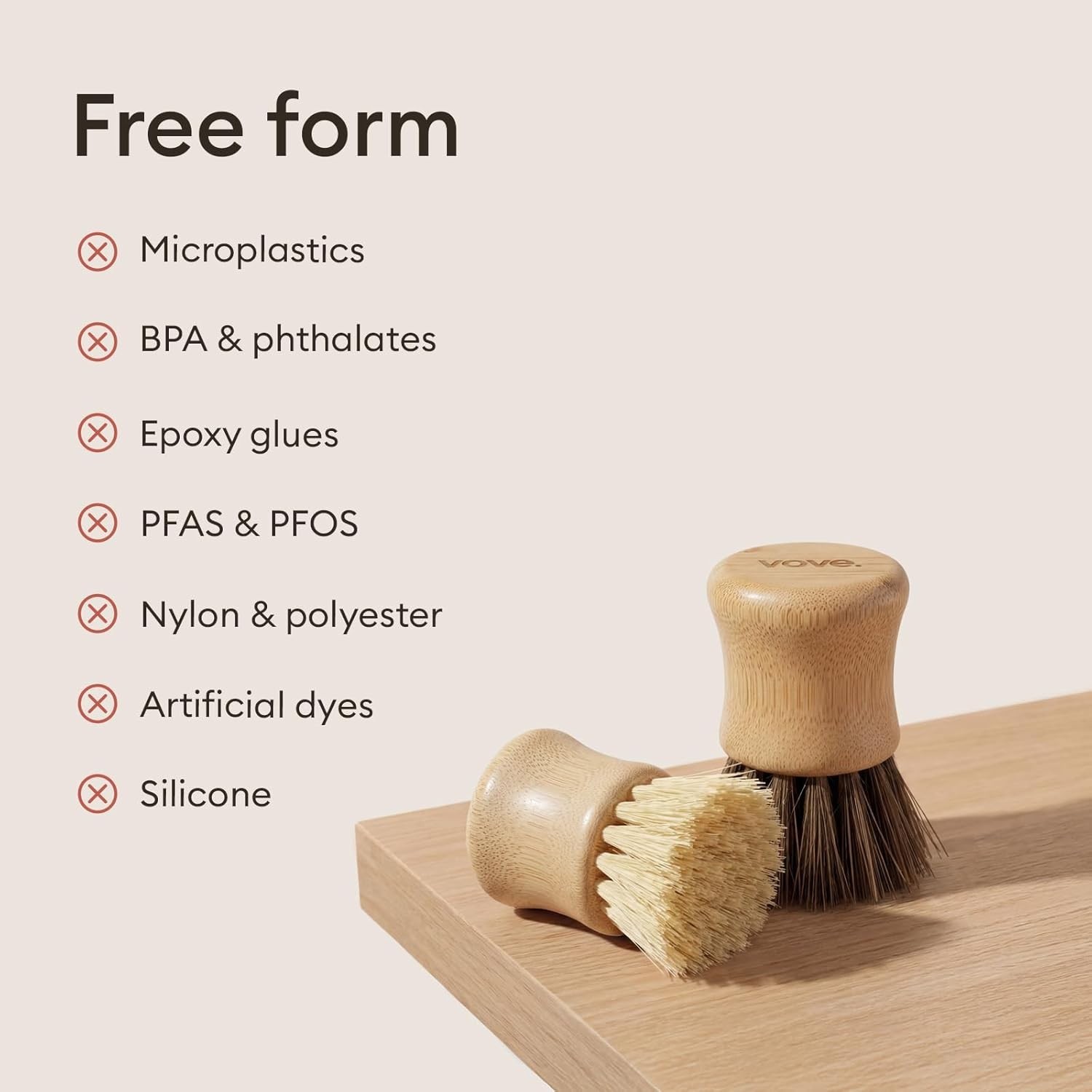 Bamboo Dish Scrub Brush Set, 3-Pack Plastic-Free Kitchen Brushes for Dishes P…