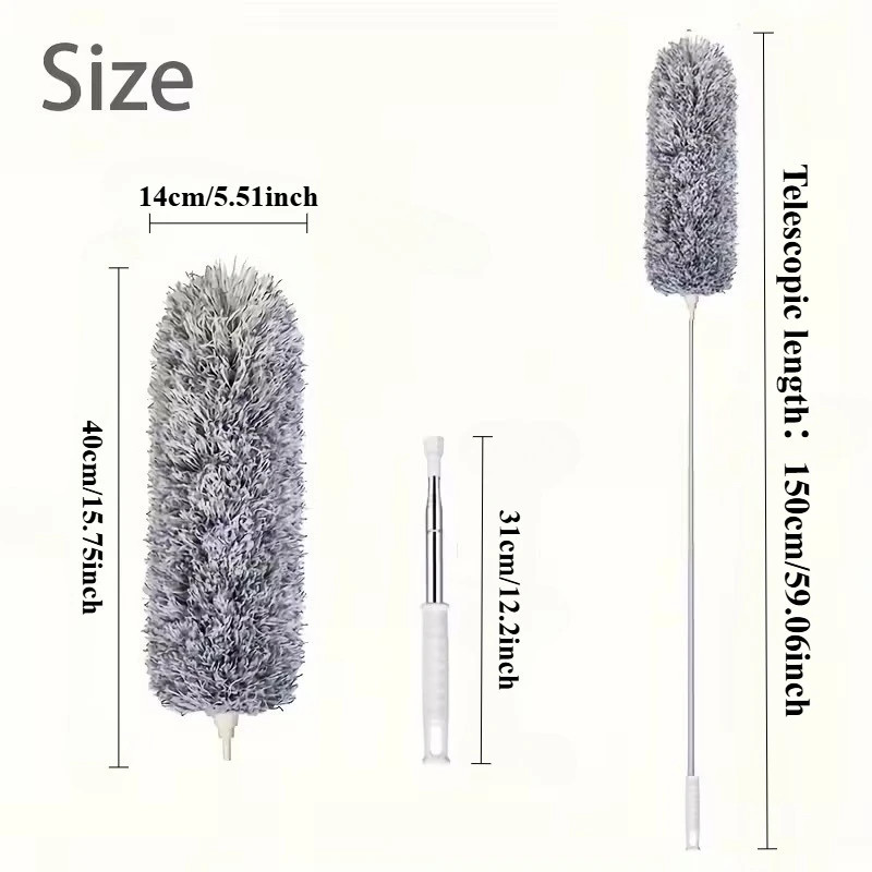 Duster with Extension Rod, Retractable Dust Brush, Microfiber Dust Brush, Reusab