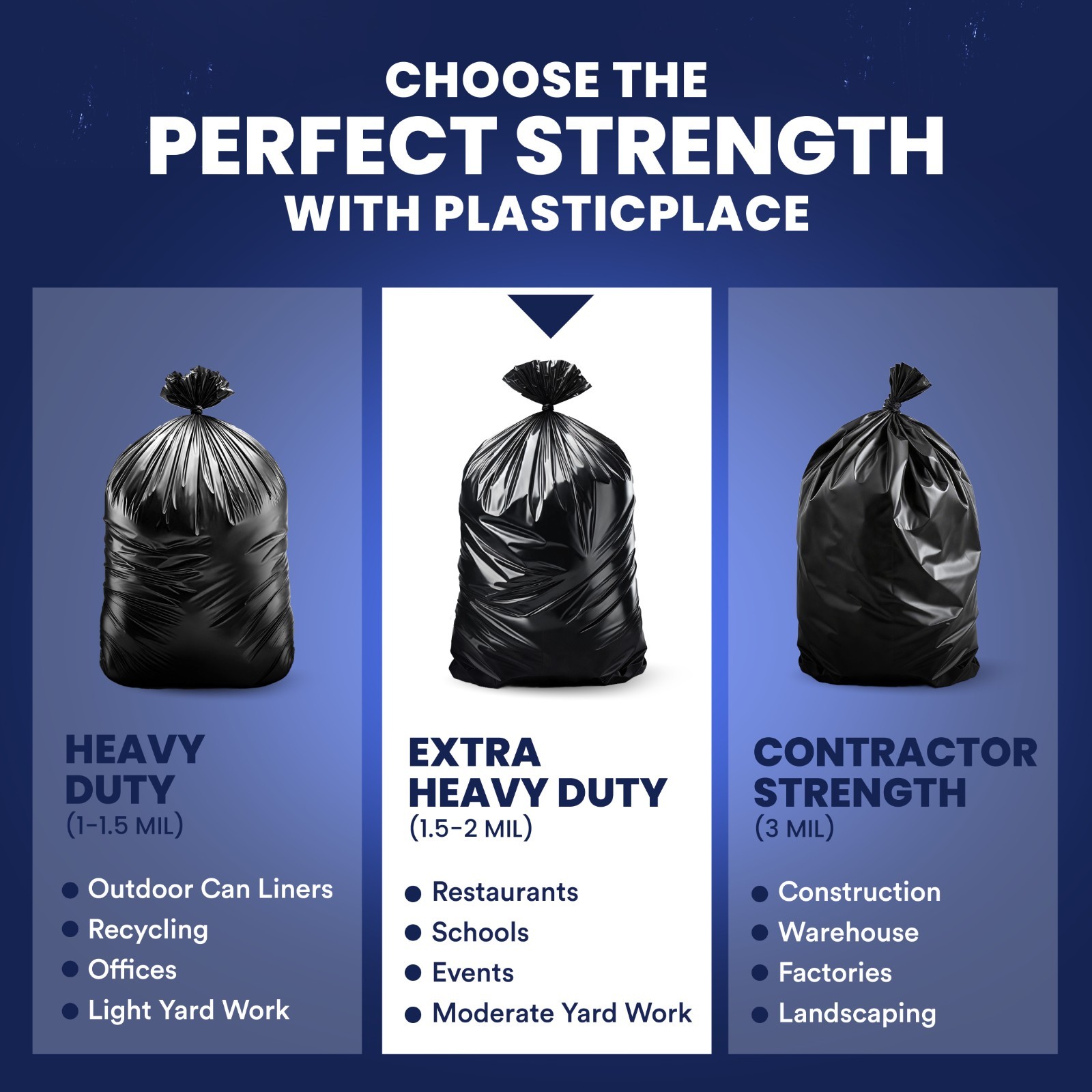 Plasticplace 56 Gallon Glutton Trash Bags – Black, Case of 50 Garbage Bags