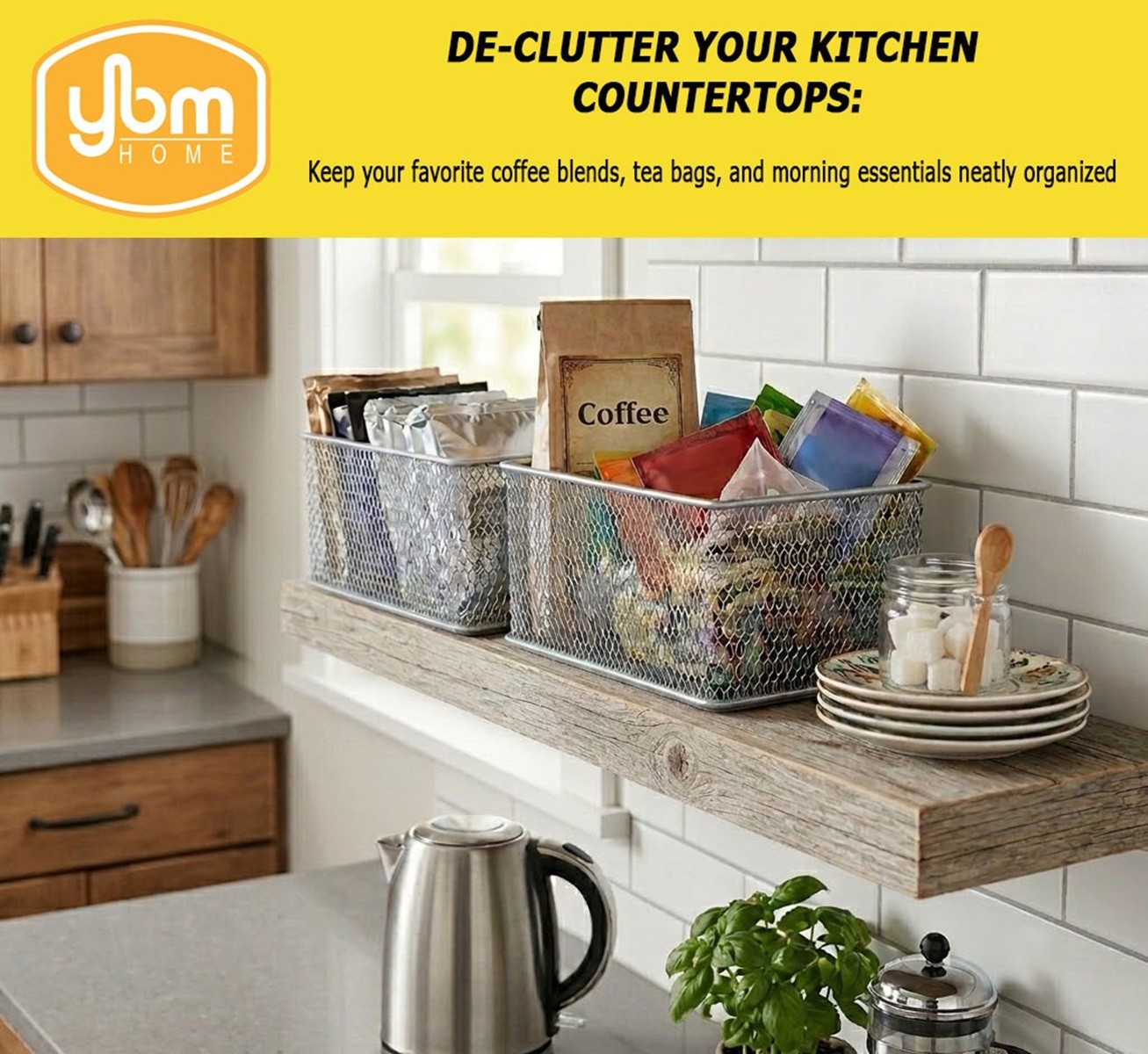 Ybm Home Wire Mesh Magnetic Basket Silver 7.75 in L x 4.3 in W x 4.3 in H 2 Pack