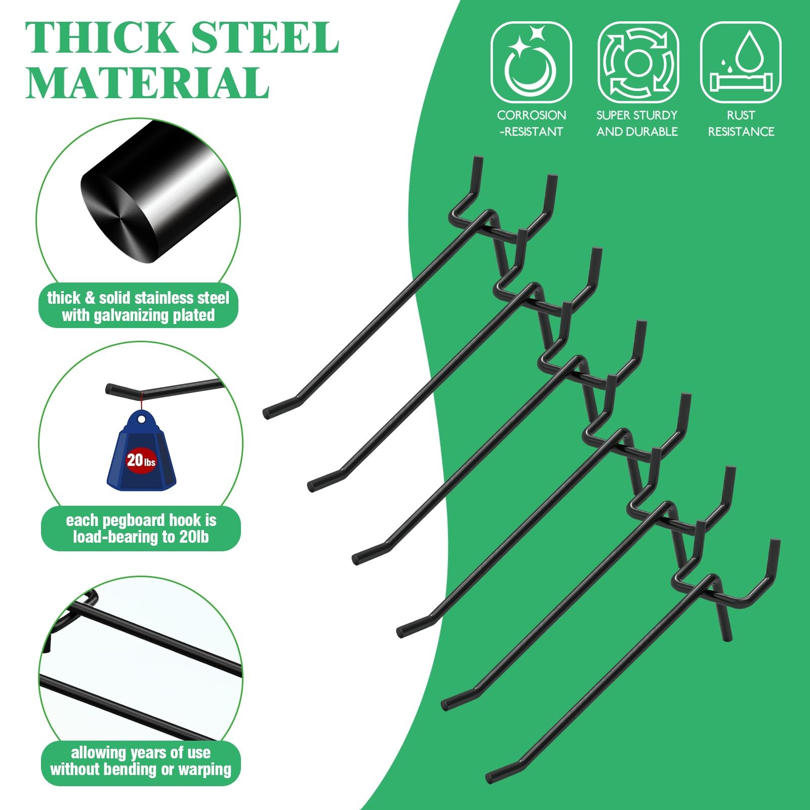 50Pcs 4″/10CM Pegboard Hooks Assortment Set, Metal Peg Board Hooks with 2.5mm…