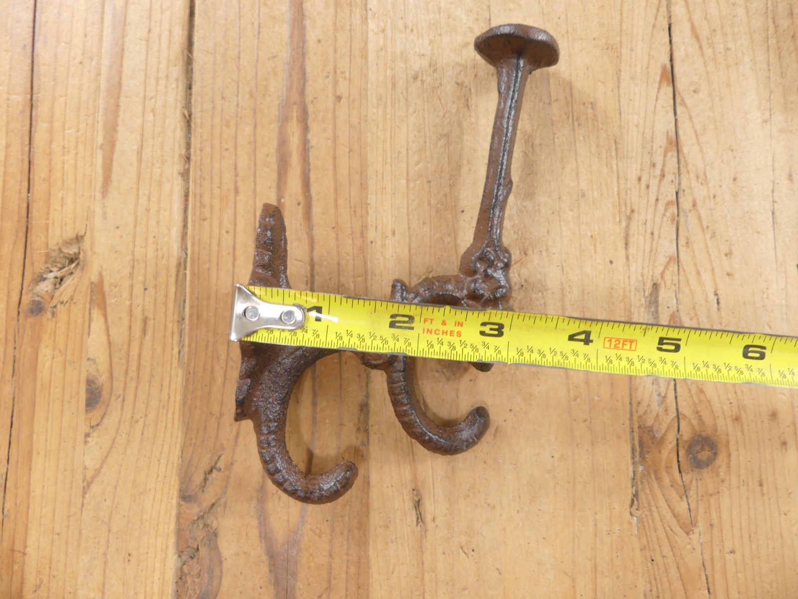 5 Rustic Cast Iron Coat Bath Hooks Ornate Victorian Large Hall Tree Wall Towel