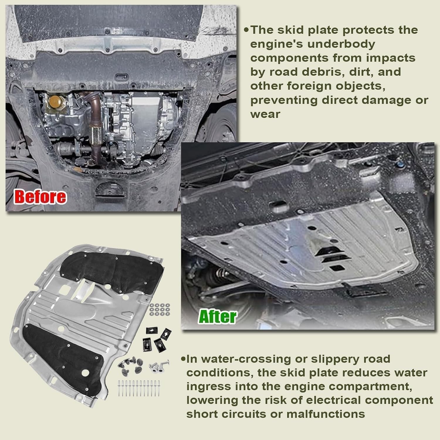 Engine Splash Guard Under Car Shield Cover Board with Screws & Screws