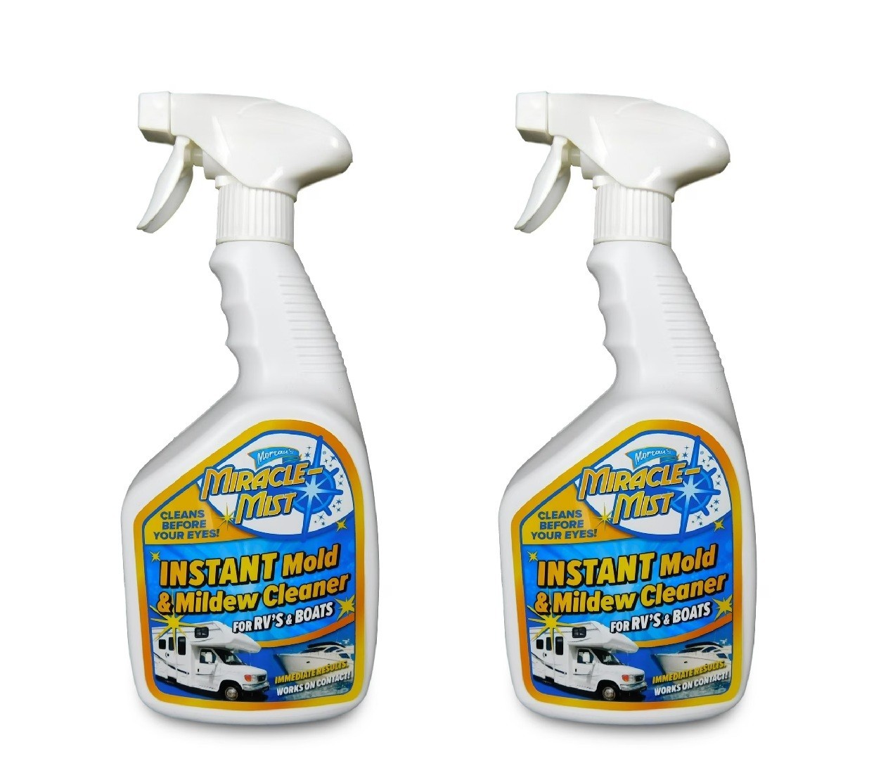 Miraclemist Instant Mold and Mildew Spray Remover for RV and Boat Exterioran 2Pk