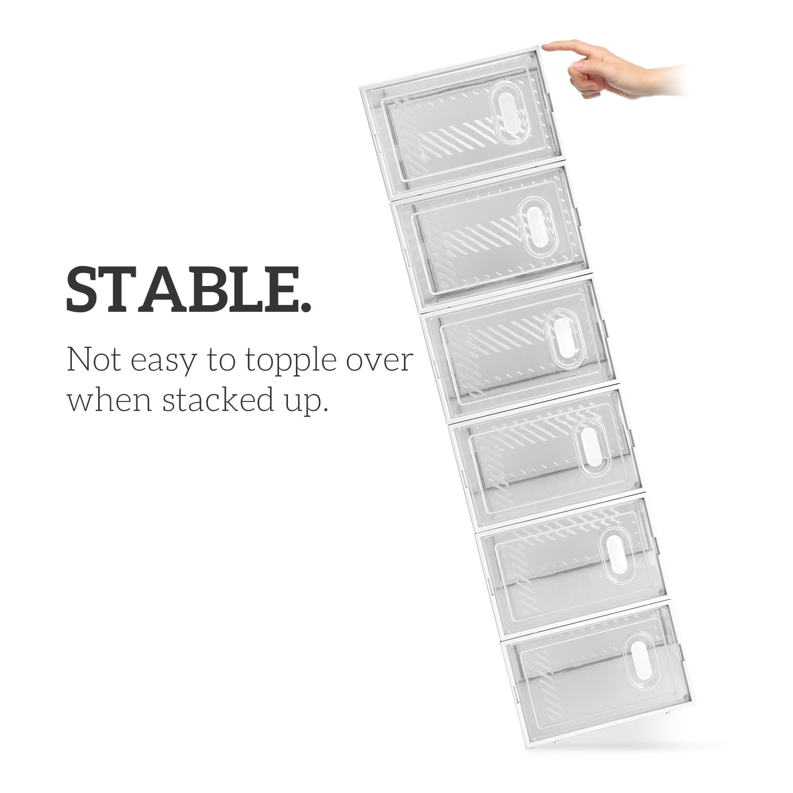 NEW Shoe Storage Boxes 12 Pack Clear Plastic Stackable – White