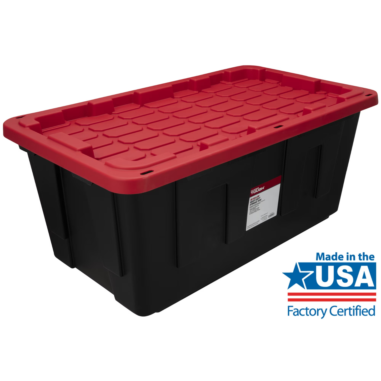 2 Pack Hyper Tough 40 Gal Heavy Duty Plastic Storage Bin Tote Box Red Black New!